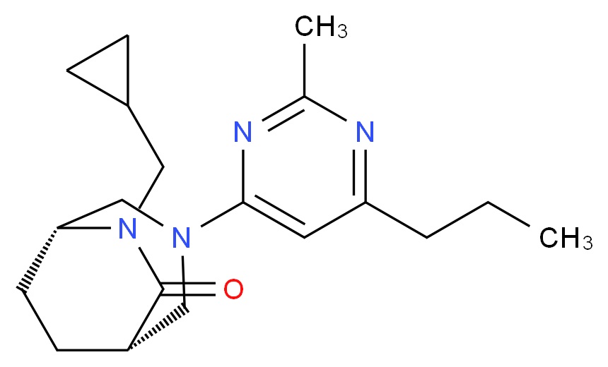 (1S*,5R*)-6-(cyclopropylmethyl)-3-(2-methyl-6-propylpyrimidin-4-yl)-3,6-diazabicyclo[3.2.2]nonan-7-one_分子结构_CAS_)