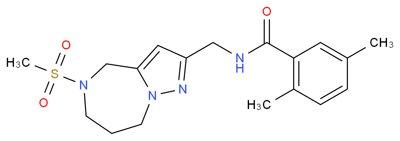 2,5-dimethyl-N-{[5-(methylsulfonyl)-5,6,7,8-tetrahydro-4H-pyrazolo[1,5-a][1,4]diazepin-2-yl]methyl}benzamide_分子结构_CAS_)