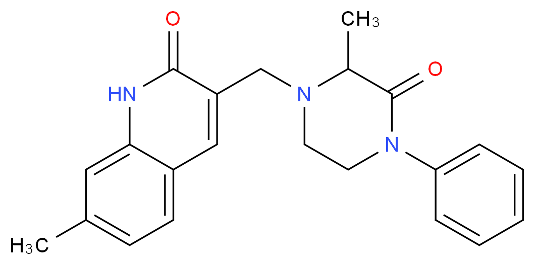 7-methyl-3-[(2-methyl-3-oxo-4-phenylpiperazin-1-yl)methyl]quinolin-2(1H)-one_分子结构_CAS_)