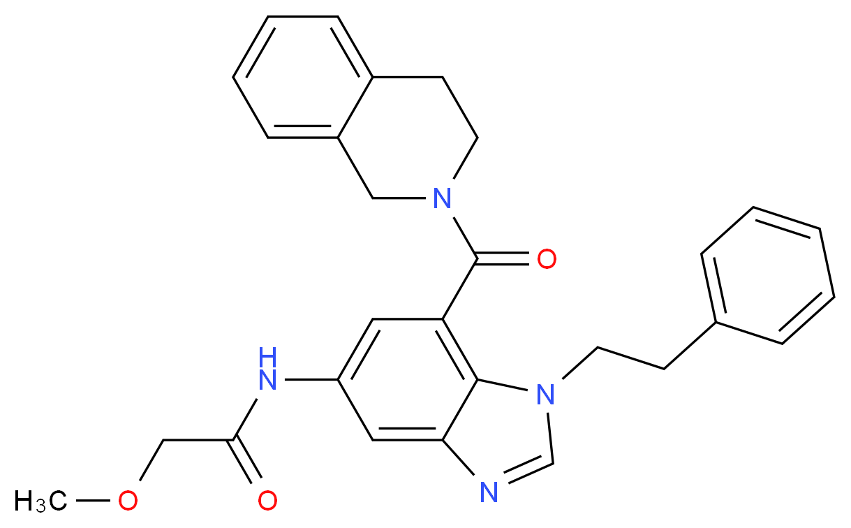 N-[7-(3,4-dihydro-2(1H)-isoquinolinylcarbonyl)-1-(2-phenylethyl)-1H-benzimidazol-5-yl]-2-methoxyacetamide_分子结构_CAS_)