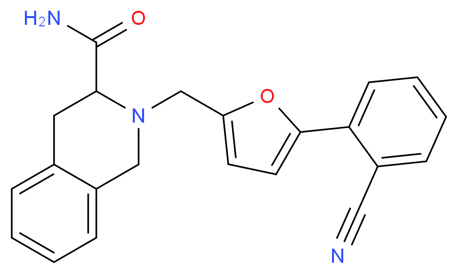2-{[5-(2-cyanophenyl)-2-furyl]methyl}-1,2,3,4-tetrahydroisoquinoline-3-carboxamide_分子结构_CAS_)