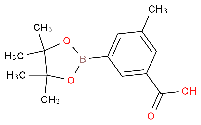 3-methyl-5-(tetramethyl-1,3,2-dioxaborolan-2-yl)benzoic acid_分子结构_CAS_1150561-67-3