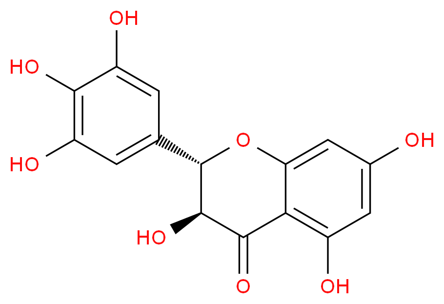 (2S,3S)-3,5,7-trihydroxy-2-(3,4,5-trihydroxyphenyl)-3,4-dihydro-2H-1-benzopyran-4-one_分子结构_CAS_27200-12-0