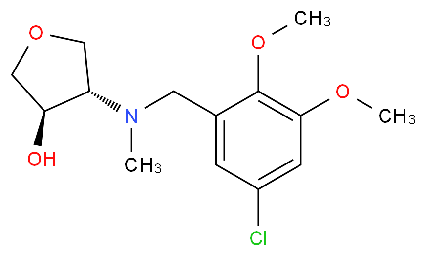 (3R*,4S*)-4-[(5-chloro-2,3-dimethoxybenzyl)(methyl)amino]tetrahydrofuran-3-ol_分子结构_CAS_)