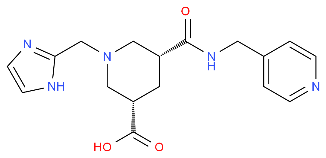 (3S*,5R*)-1-(1H-imidazol-2-ylmethyl)-5-{[(4-pyridinylmethyl)amino]carbonyl}-3-piperidinecarboxylic acid_分子结构_CAS_)