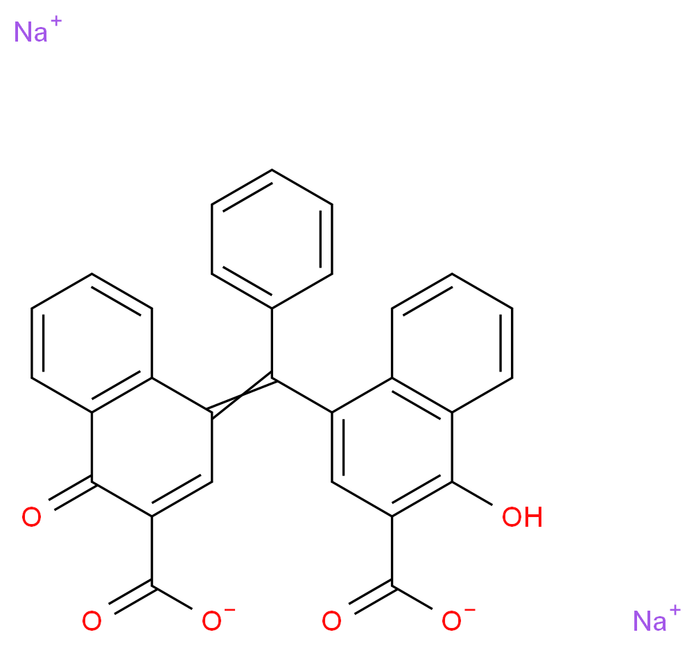 disodium 4-[(3-carboxylato-4-oxo-1,4-dihydronaphthalen-1-ylidene)(phenyl)methyl]-1-hydroxynaphthalene-2-carboxylate_分子结构_CAS_5715-76-4