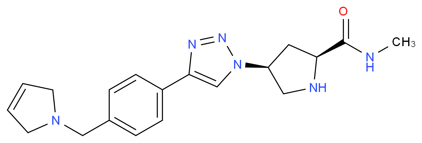(4S)-4-{4-[4-(2,5-dihydro-1H-pyrrol-1-ylmethyl)phenyl]-1H-1,2,3-triazol-1-yl}-N-methyl-L-prolinamide_分子结构_CAS_)