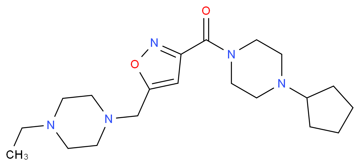 1-cyclopentyl-4-({5-[(4-ethylpiperazin-1-yl)methyl]isoxazol-3-yl}carbonyl)piperazine_分子结构_CAS_)
