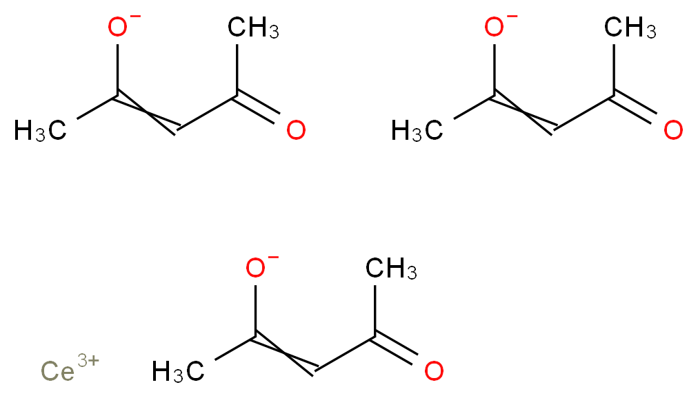 cerium(3+) ion tris(4-oxopent-2-en-2-olate)_分子结构_CAS_206996-61-4