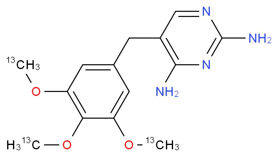 5-{[3,4,5-tris(<sup>1</sup><sup>3</sup>C)methoxyphenyl]methyl}pyrimidine-2,4-diamine_分子结构_CAS_1189970-95-3