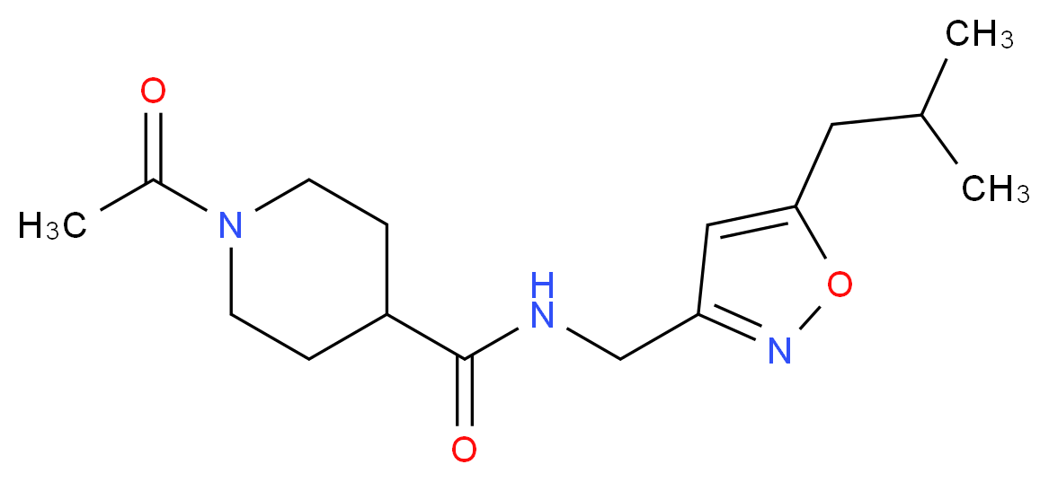 1-acetyl-N-[(5-isobutylisoxazol-3-yl)methyl]piperidine-4-carboxamide_分子结构_CAS_)
