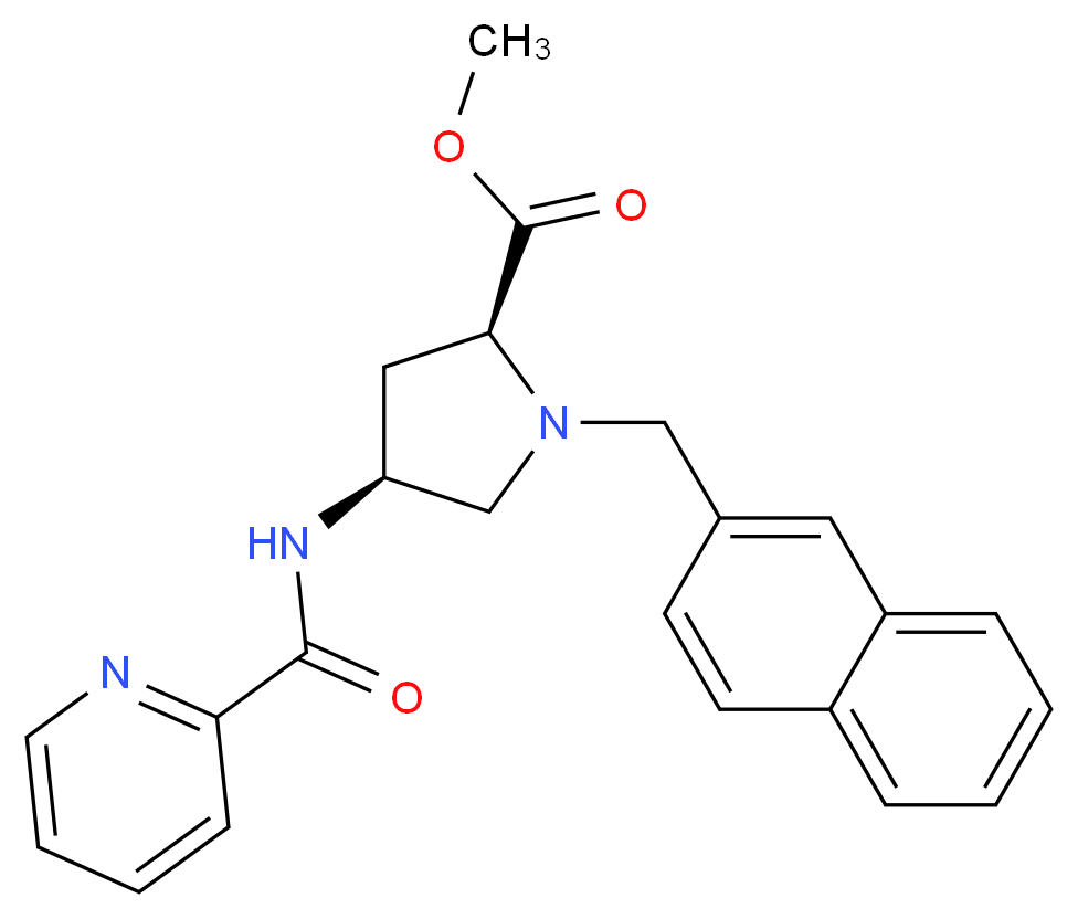 methyl (4S)-1-(2-naphthylmethyl)-4-[(2-pyridinylcarbonyl)amino]-L-prolinate_分子结构_CAS_)