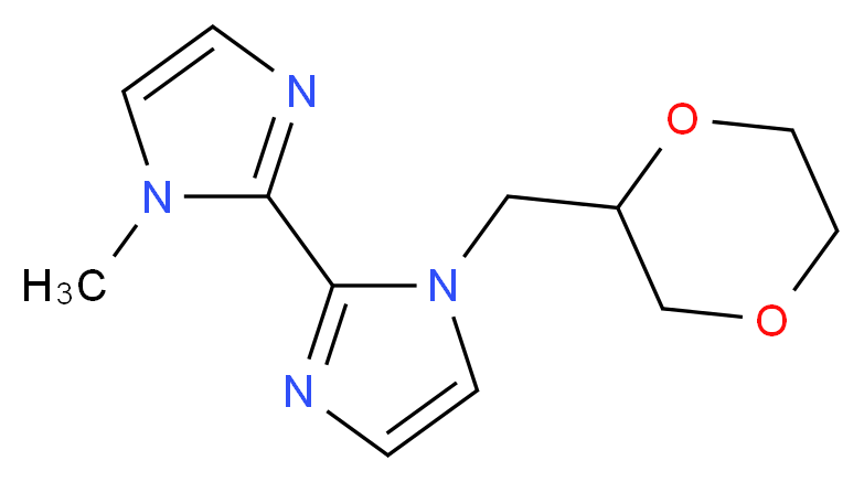 1-(1,4-dioxan-2-ylmethyl)-1'-methyl-1H,1'H-2,2'-biimidazole_分子结构_CAS_)