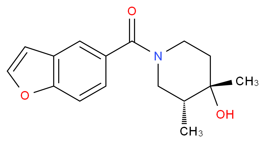 (3R*,4S*)-1-(1-benzofuran-5-ylcarbonyl)-3,4-dimethylpiperidin-4-ol_分子结构_CAS_)