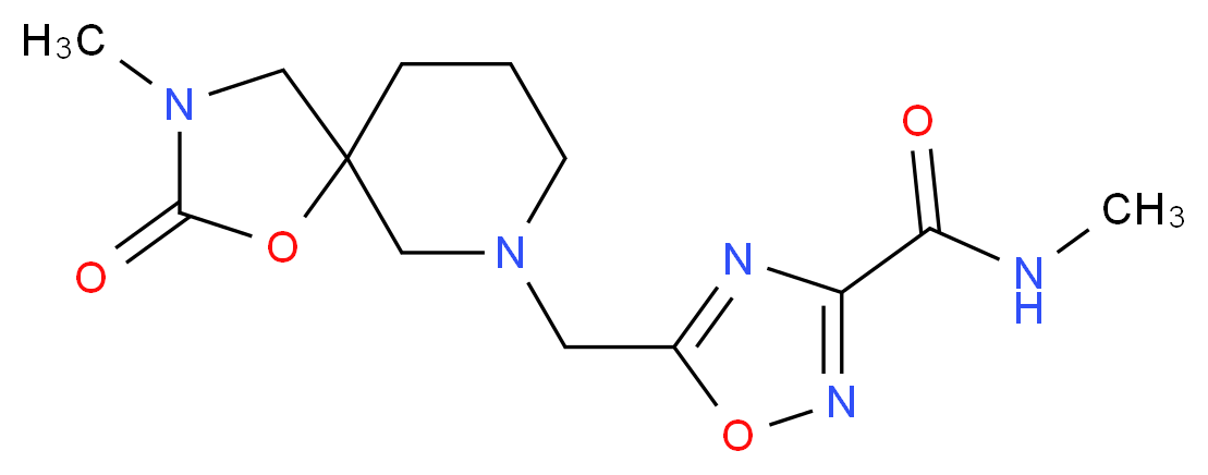 N-methyl-5-[(3-methyl-2-oxo-1-oxa-3,7-diazaspiro[4.5]dec-7-yl)methyl]-1,2,4-oxadiazole-3-carboxamide_分子结构_CAS_)
