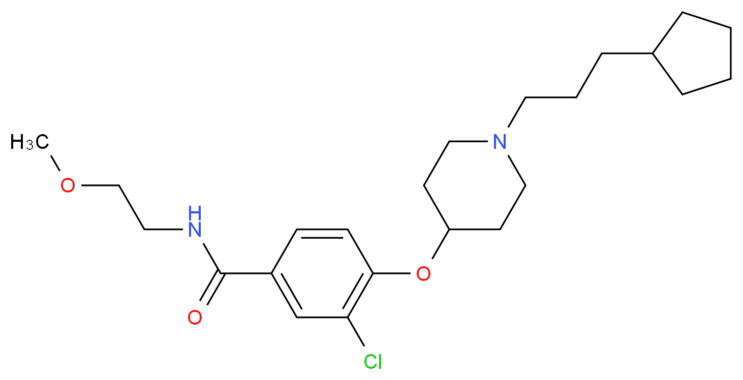 3-chloro-4-{[1-(3-cyclopentylpropyl)-4-piperidinyl]oxy}-N-(2-methoxyethyl)benzamide_分子结构_CAS_)