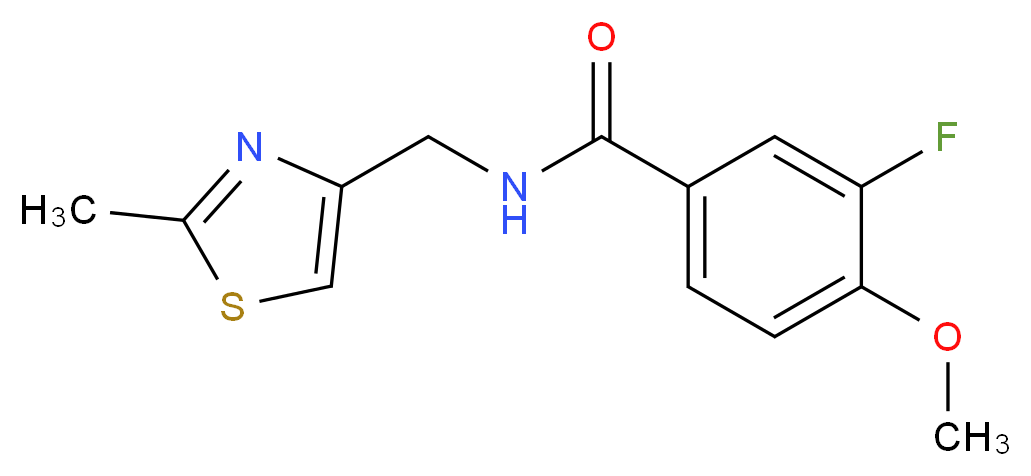 3-fluoro-4-methoxy-N-[(2-methyl-1,3-thiazol-4-yl)methyl]benzamide_分子结构_CAS_)