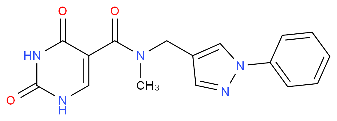 N-methyl-2,4-dioxo-N-[(1-phenyl-1H-pyrazol-4-yl)methyl]-1,2,3,4-tetrahydro-5-pyrimidinecarboxamide_分子结构_CAS_)