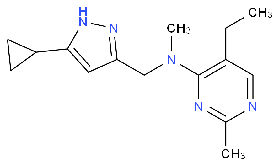 N-[(5-cyclopropyl-1H-pyrazol-3-yl)methyl]-5-ethyl-N,2-dimethylpyrimidin-4-amine_分子结构_CAS_)