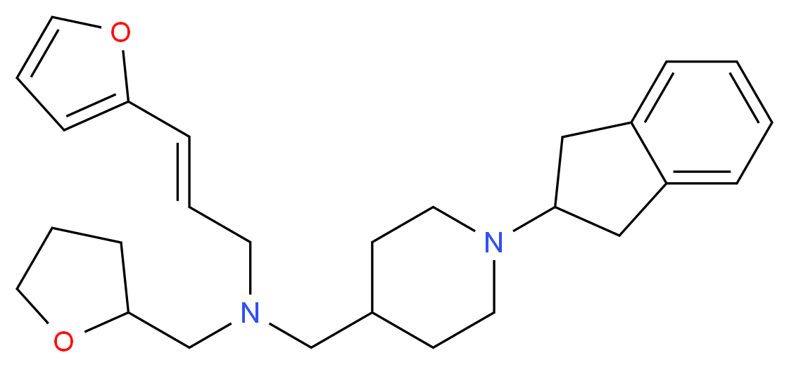 (2E)-N-{[1-(2,3-dihydro-1H-inden-2-yl)-4-piperidinyl]methyl}-3-(2-furyl)-N-(tetrahydro-2-furanylmethyl)-2-propen-1-amine_分子结构_CAS_)