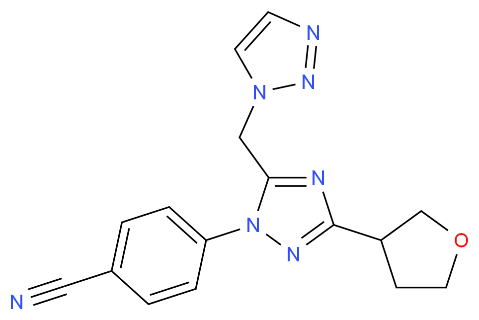 4-[3-(tetrahydrofuran-3-yl)-5-(1H-1,2,3-triazol-1-ylmethyl)-1H-1,2,4-triazol-1-yl]benzonitrile_分子结构_CAS_)