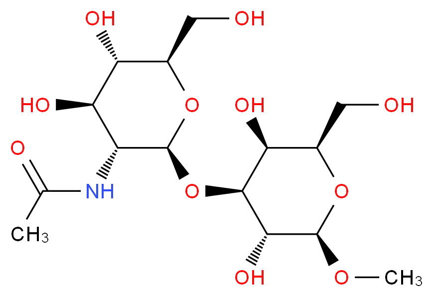 N-[(2S,3R,4R,5S,6R)-2-{[(2R,3S,4S,5R,6R)-3,5-dihydroxy-2-(hydroxymethyl)-6-methoxyoxan-4-yl]oxy}-4,5-dihydroxy-6-(hydroxymethyl)oxan-3-yl]acetamide_分子结构_CAS_93253-17-9