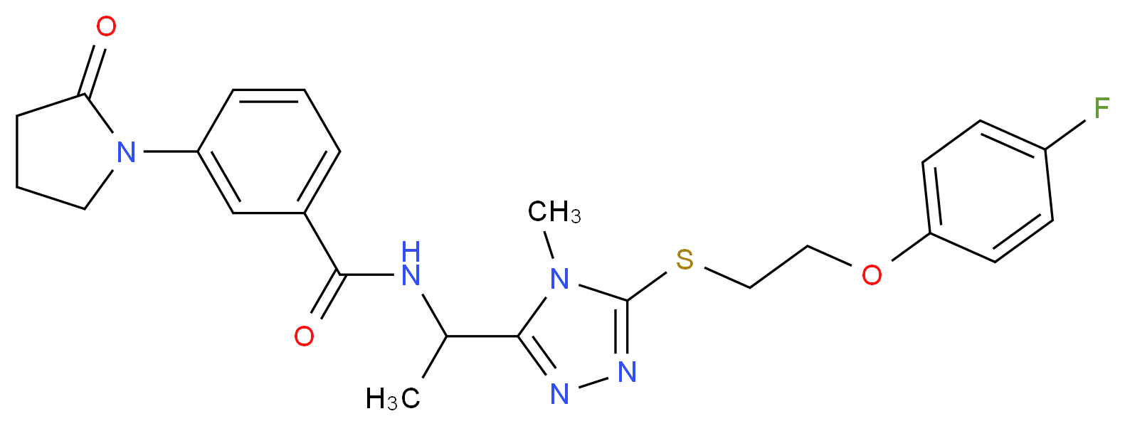 N-[1-(5-{[2-(4-fluorophenoxy)ethyl]thio}-4-methyl-4H-1,2,4-triazol-3-yl)ethyl]-3-(2-oxo-1-pyrrolidinyl)benzamide_分子结构_CAS_)
