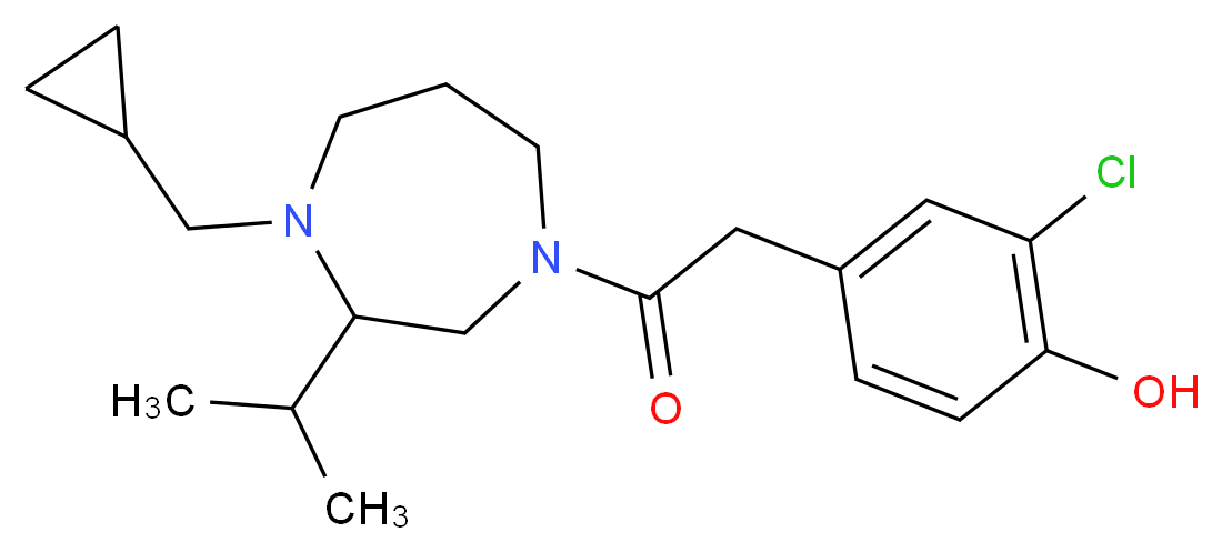 2-chloro-4-{2-[4-(cyclopropylmethyl)-3-isopropyl-1,4-diazepan-1-yl]-2-oxoethyl}phenol_分子结构_CAS_)