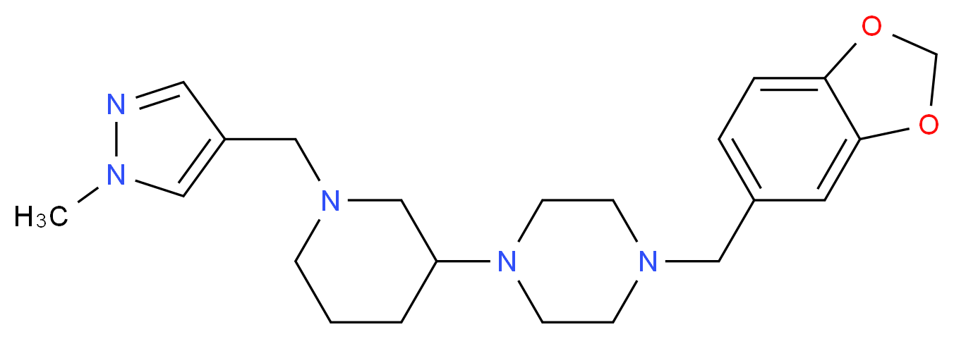 1-(1,3-benzodioxol-5-ylmethyl)-4-{1-[(1-methyl-1H-pyrazol-4-yl)methyl]-3-piperidinyl}piperazine_分子结构_CAS_)