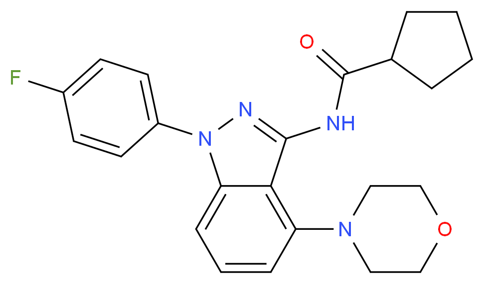 N-[1-(4-fluorophenyl)-4-morpholin-4-yl-1H-indazol-3-yl]cyclopentanecarboxamide_分子结构_CAS_)