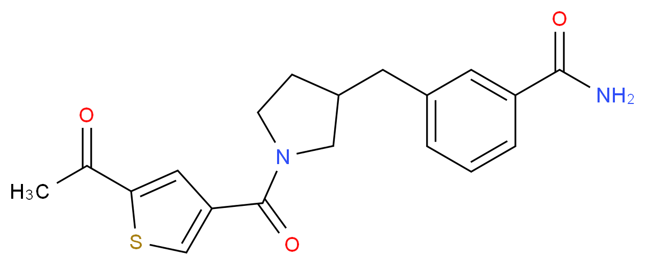 3-({1-[(5-acetyl-3-thienyl)carbonyl]pyrrolidin-3-yl}methyl)benzamide_分子结构_CAS_)