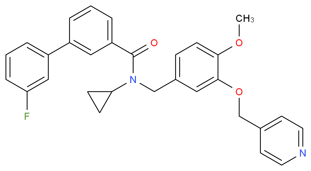 N-cyclopropyl-3'-fluoro-N-[4-methoxy-3-(4-pyridinylmethoxy)benzyl]-3-biphenylcarboxamide_分子结构_CAS_)