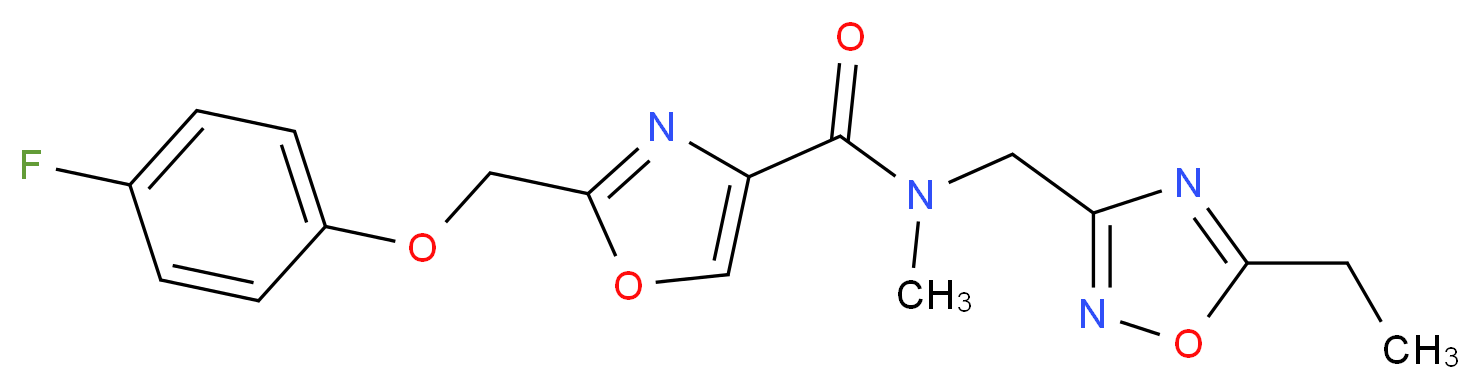 N-[(5-ethyl-1,2,4-oxadiazol-3-yl)methyl]-2-[(4-fluorophenoxy)methyl]-N-methyl-1,3-oxazole-4-carboxamide_分子结构_CAS_)