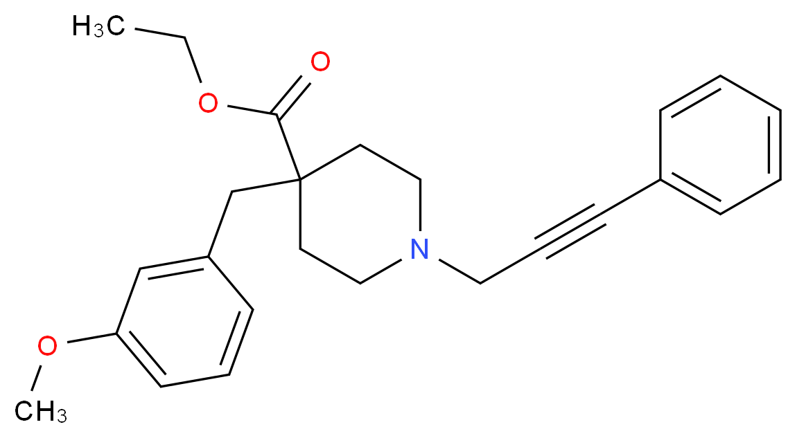 ethyl 4-(3-methoxybenzyl)-1-(3-phenyl-2-propyn-1-yl)-4-piperidinecarboxylate_分子结构_CAS_)