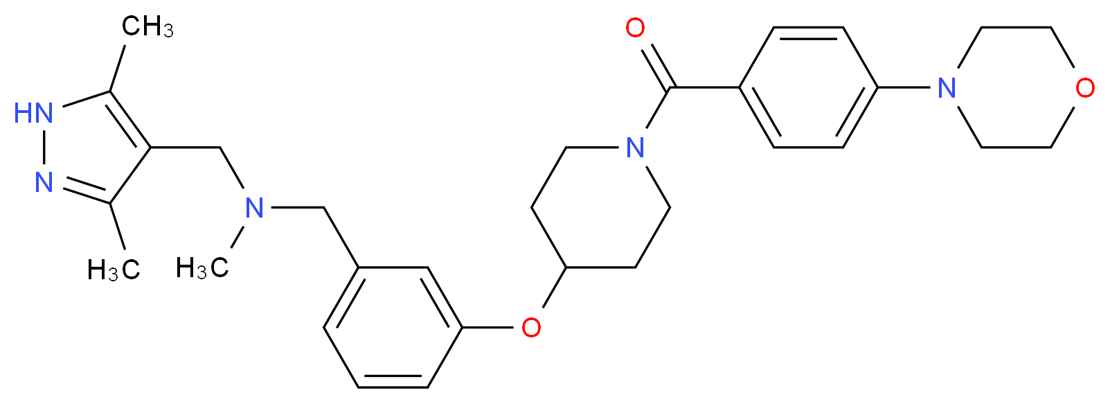 1-(3,5-dimethyl-1H-pyrazol-4-yl)-N-methyl-N-[3-({1-[4-(4-morpholinyl)benzoyl]-4-piperidinyl}oxy)benzyl]methanamine_分子结构_CAS_)