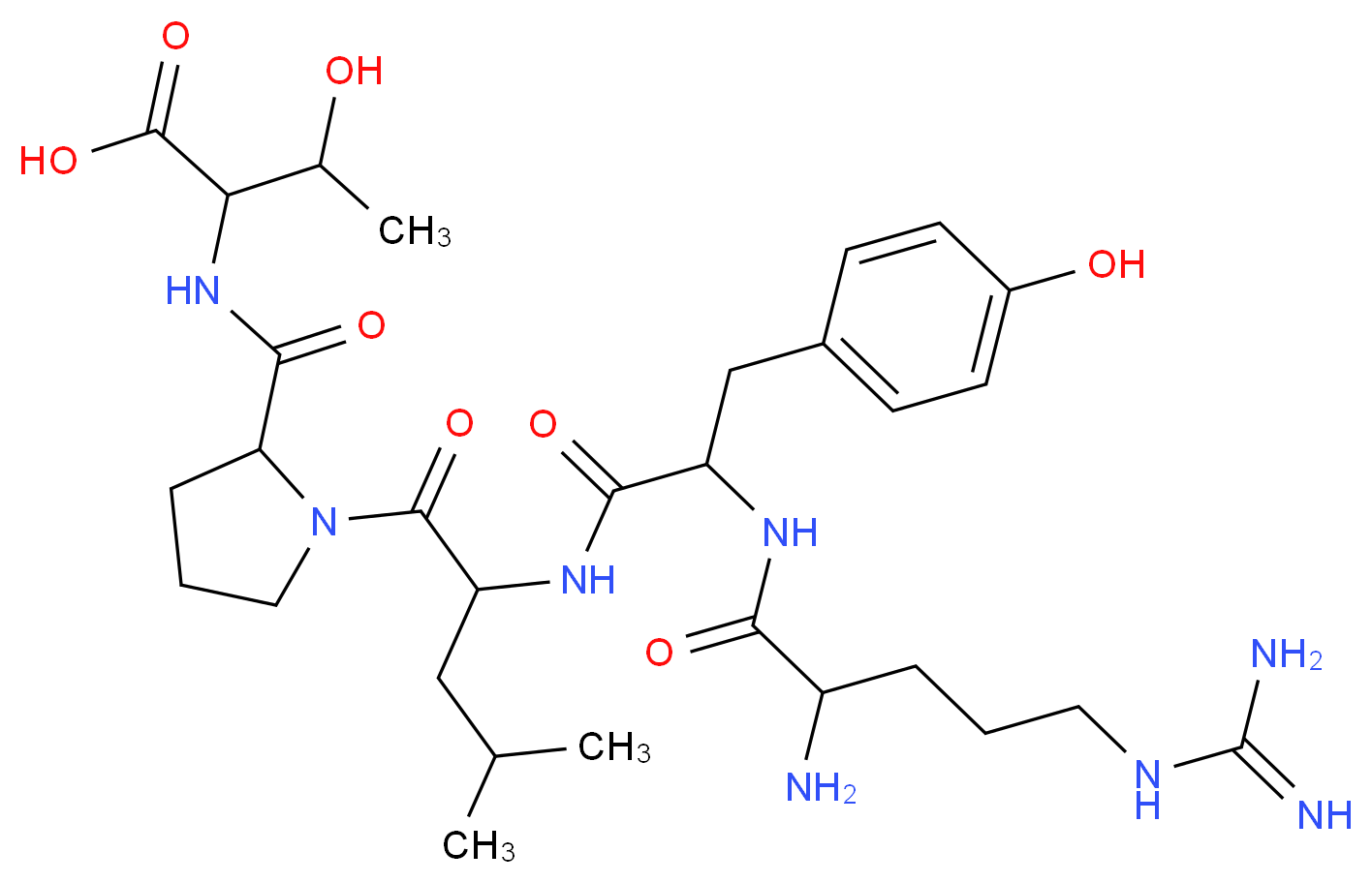 2-[(1-{2-[2-(2-amino-5-carbamimidamidopentanamido)-3-(4-hydroxyphenyl)propanamido]-4-methylpentanoyl}pyrrolidin-2-yl)formamido]-3-hydroxybutanoic acid_分子结构_CAS_57966-42-4