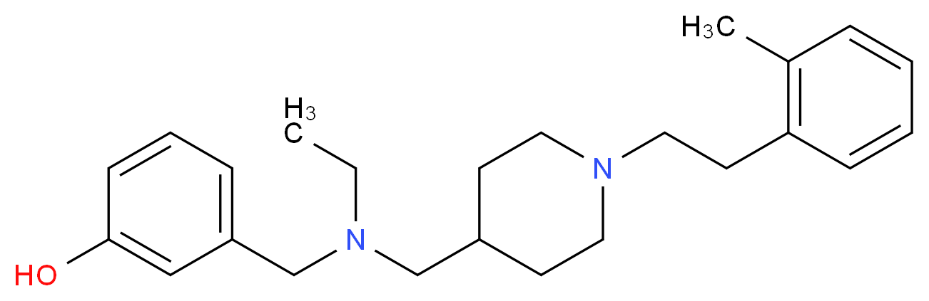 3-{[ethyl({1-[2-(2-methylphenyl)ethyl]-4-piperidinyl}methyl)amino]methyl}phenol_分子结构_CAS_)