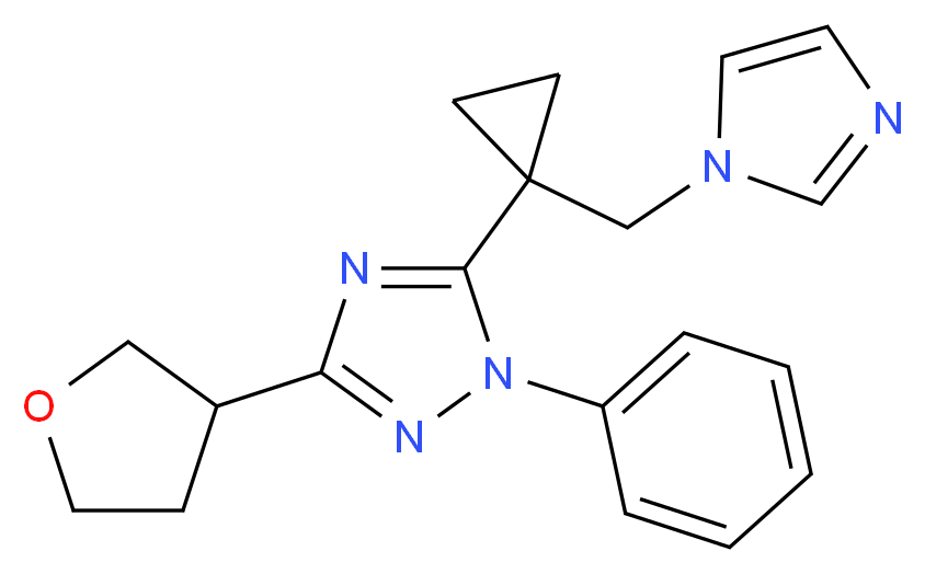 5-[1-(1H-imidazol-1-ylmethyl)cyclopropyl]-1-phenyl-3-(tetrahydrofuran-3-yl)-1H-1,2,4-triazole_分子结构_CAS_)