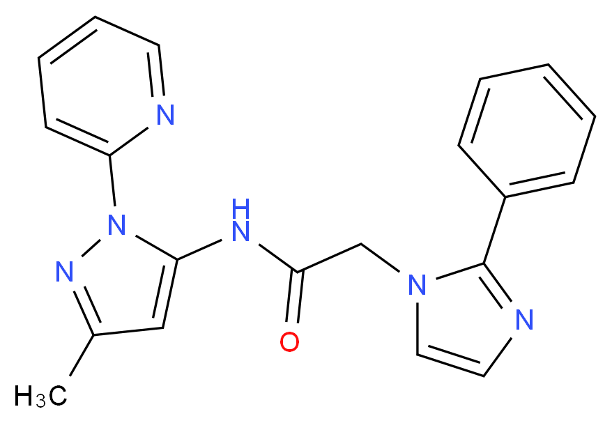 N-(3-methyl-1-pyridin-2-yl-1H-pyrazol-5-yl)-2-(2-phenyl-1H-imidazol-1-yl)acetamide_分子结构_CAS_)