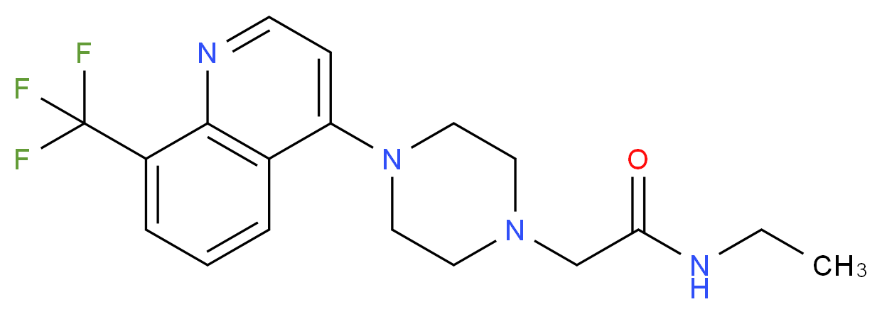 N-ethyl-2-{4-[8-(trifluoromethyl)-4-quinolinyl]-1-piperazinyl}acetamide_分子结构_CAS_)