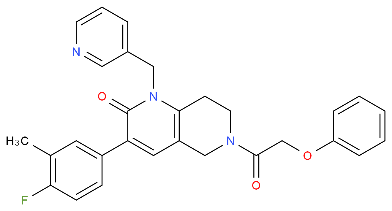 3-(4-fluoro-3-methylphenyl)-6-(phenoxyacetyl)-1-(3-pyridinylmethyl)-5,6,7,8-tetrahydro-1,6-naphthyridin-2(1H)-one_分子结构_CAS_)