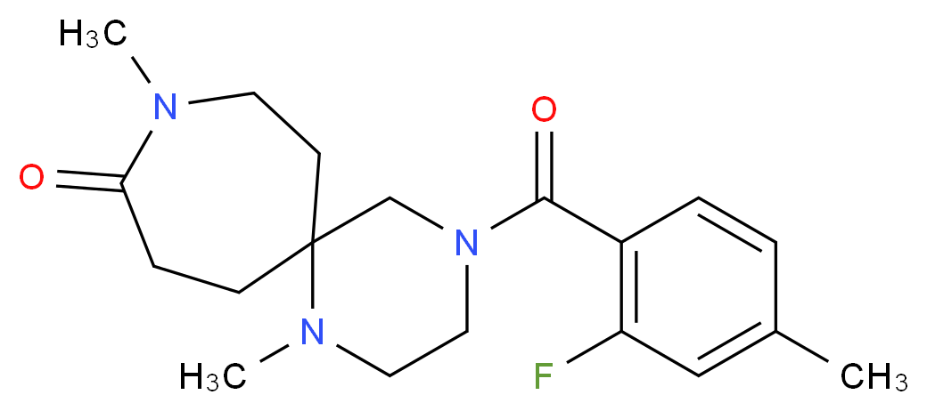 4-(2-fluoro-4-methylbenzoyl)-1,9-dimethyl-1,4,9-triazaspiro[5.6]dodecan-10-one_分子结构_CAS_)
