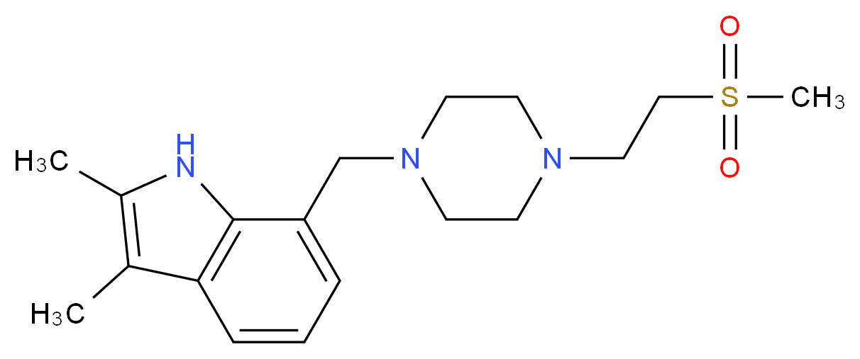 2,3-dimethyl-7-({4-[2-(methylsulfonyl)ethyl]piperazin-1-yl}methyl)-1H-indole_分子结构_CAS_)