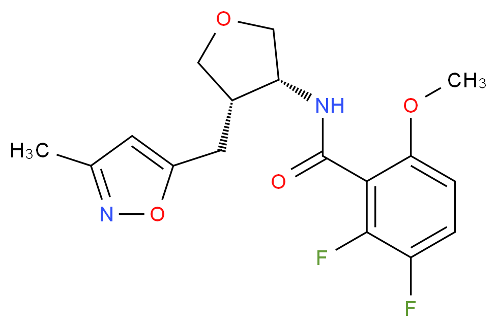 2,3-difluoro-6-methoxy-N-{(3R*,4S*)-4-[(3-methylisoxazol-5-yl)methyl]tetrahydrofuran-3-yl}benzamide_分子结构_CAS_)