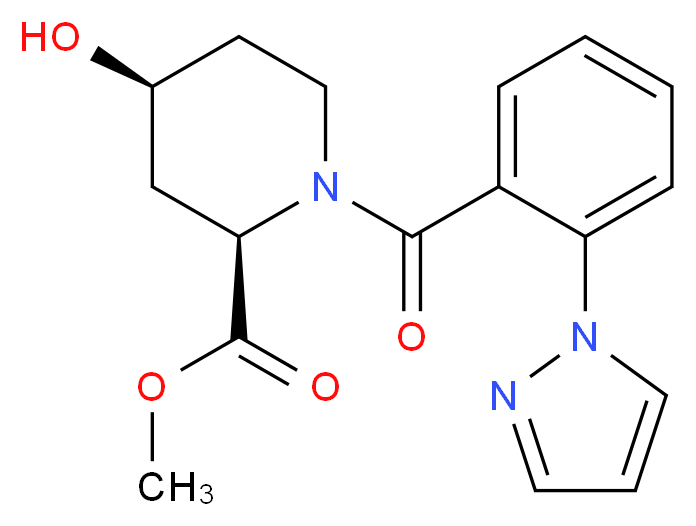 methyl (2R*,4S*)-4-hydroxy-1-[2-(1H-pyrazol-1-yl)benzoyl]piperidine-2-carboxylate_分子结构_CAS_)