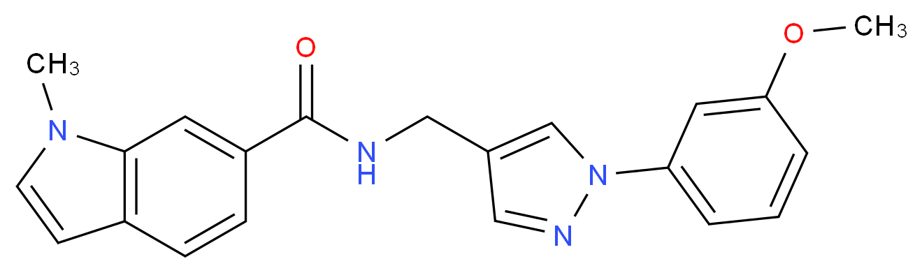 N-{[1-(3-methoxyphenyl)-1H-pyrazol-4-yl]methyl}-1-methyl-1H-indole-6-carboxamide_分子结构_CAS_)