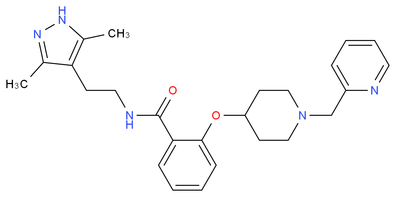 N-[2-(3,5-dimethyl-1H-pyrazol-4-yl)ethyl]-2-{[1-(2-pyridinylmethyl)-4-piperidinyl]oxy}benzamide_分子结构_CAS_)