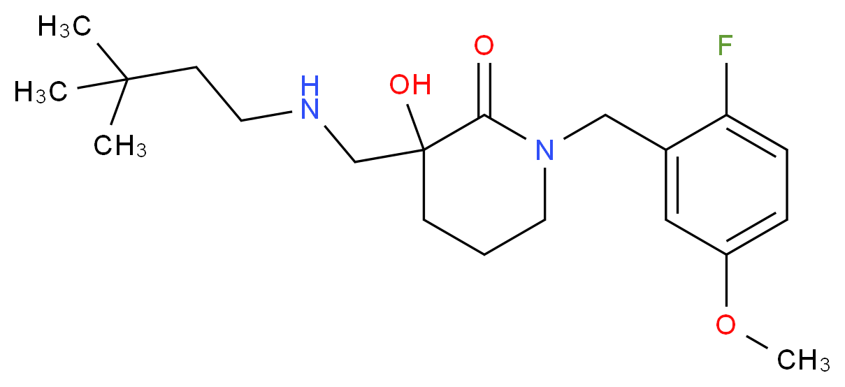3-{[(3,3-dimethylbutyl)amino]methyl}-1-(2-fluoro-5-methoxybenzyl)-3-hydroxypiperidin-2-one_分子结构_CAS_)