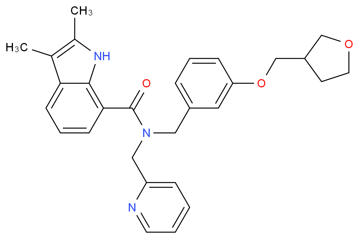 2,3-dimethyl-N-(2-pyridinylmethyl)-N-[3-(tetrahydro-3-furanylmethoxy)benzyl]-1H-indole-7-carboxamide_分子结构_CAS_)