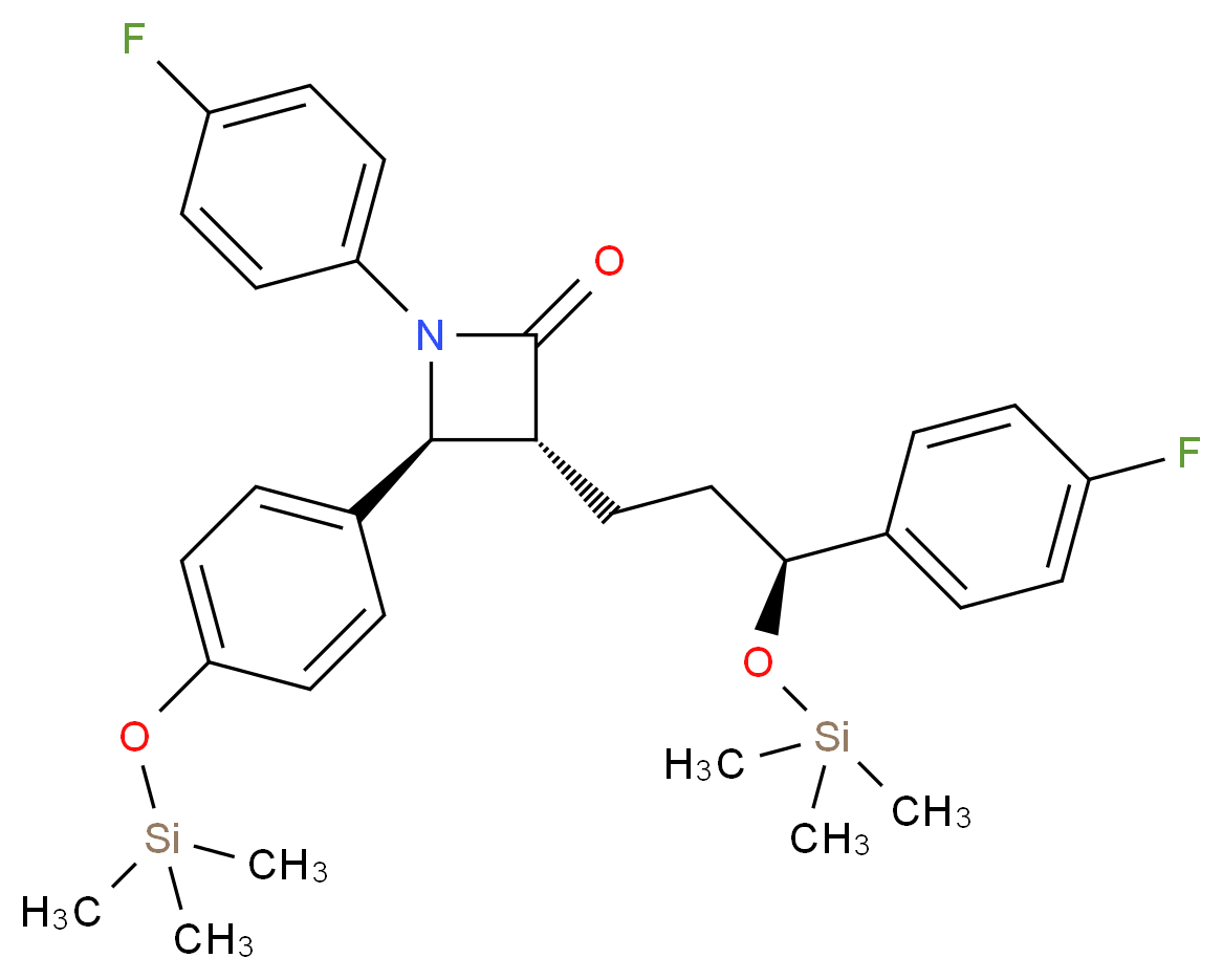 (3R,4S)-1-(4-fluorophenyl)-3-[(3S)-3-(4-fluorophenyl)-3-[(trimethylsilyl)oxy]propyl]-4-{4-[(trimethylsilyl)oxy]phenyl}azetidin-2-one_分子结构_CAS_272778-13-9